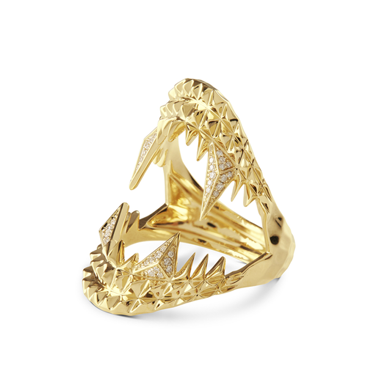 Diamond Vampire Bite Ring – 9ct Yellow gold – 4 Diamonds fangs | Kasun ...