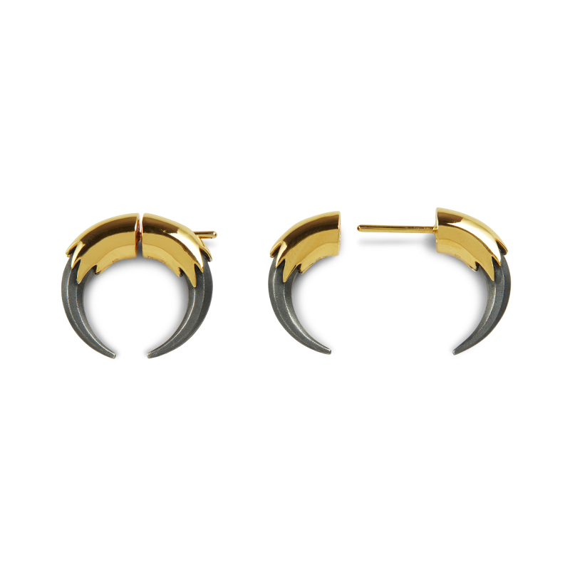 Claw Hoop Earring - Gold &amp;amp; Oxidised Silver