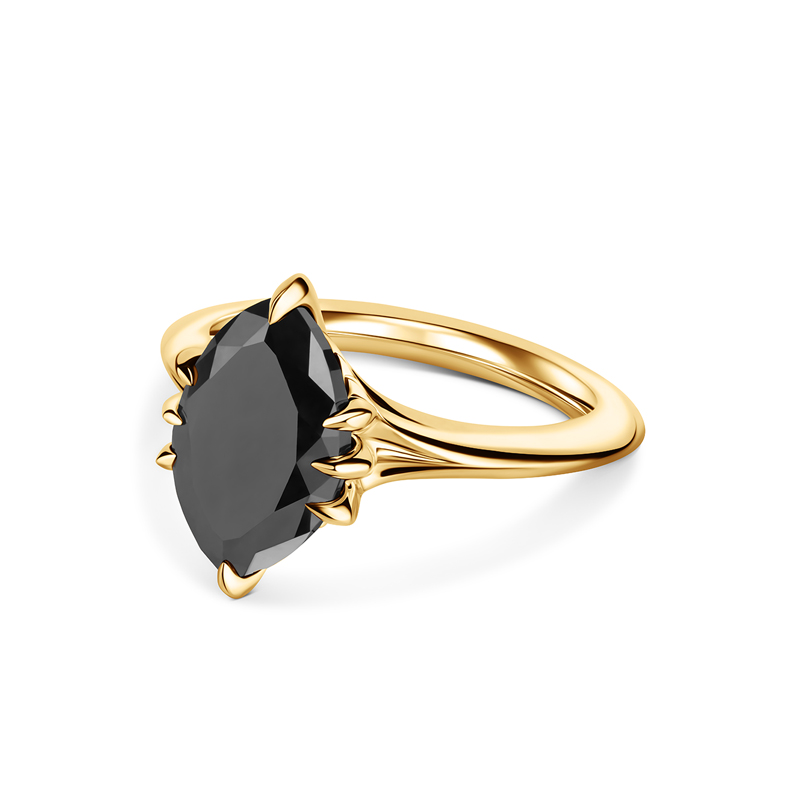 18ct Yellow Gold &amp;amp; Black Marquise Diamond Ring